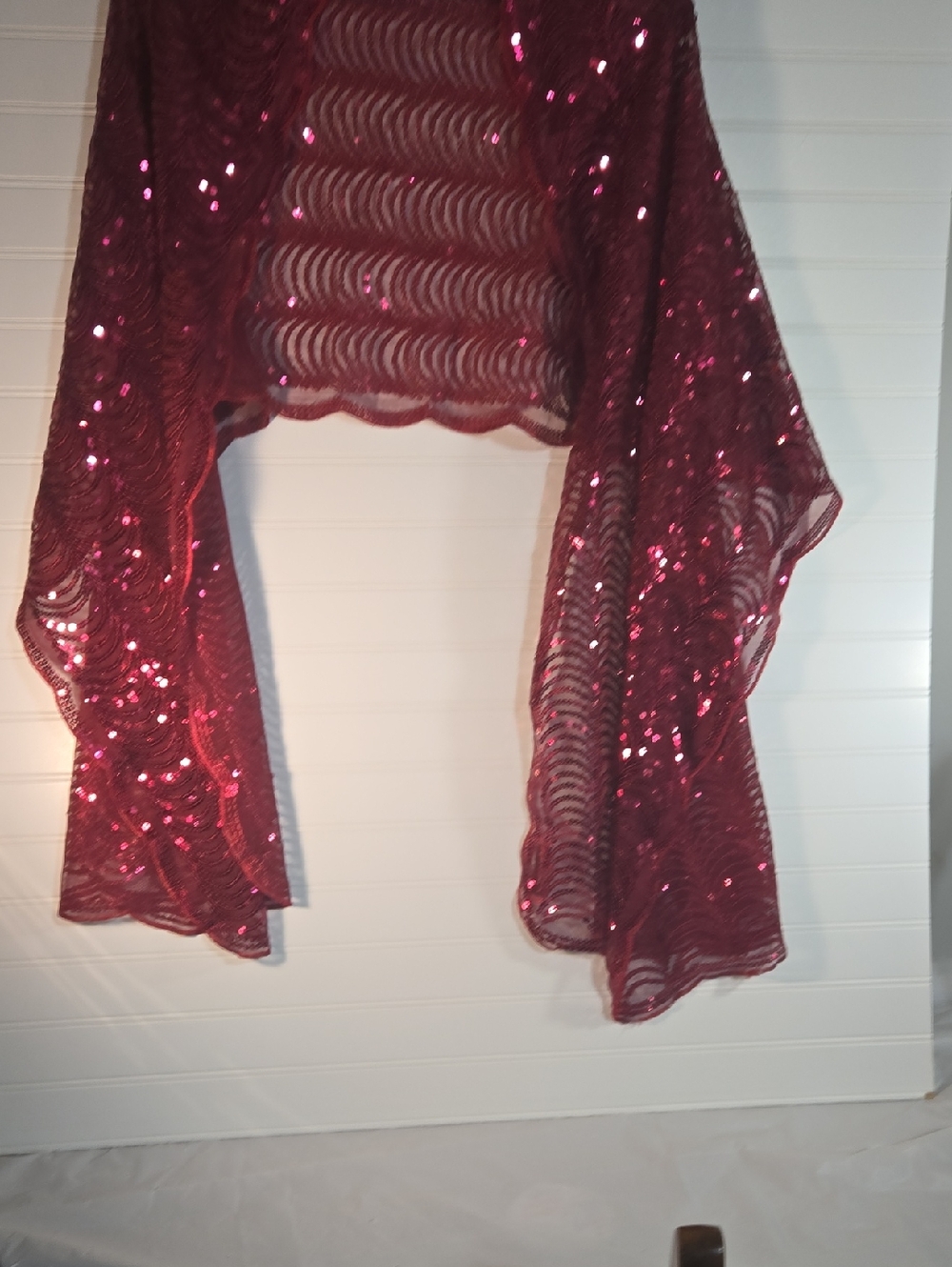 Women's Sequin Scarf Shawl - Wine Red